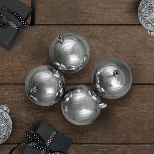 Northlight 12ct Pewter Gray Shatterproof Shiny Christmas Ball Ornaments 4" (100mm) 2 Northlight 12ct Pewter Gray Shatterproof Shiny Christmas Ball Ornaments 4" (100mm) - Image 2