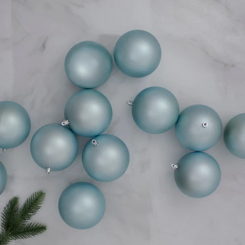 Northlight 12ct Mermaid Blue Shatterproof Matte Christmas Ball Ornaments 4" (100mm) 2 Northlight 12ct Mermaid Blue Shatterproof Matte Christmas Ball Ornaments 4" (100mm) - Image 2