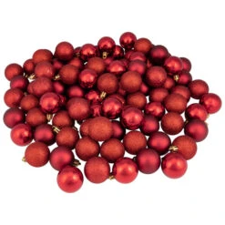 Northlight 96ct Red Shatterproof 4-Finish Christmas Ball Ornaments 1.5" (40mm)