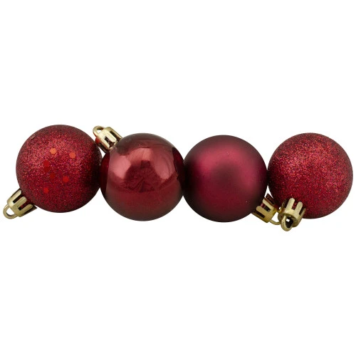 Northlight 96ct Burgundy Shatterproof 4-Finish Christmas Ball Ornaments 1.5" (35mm) 2 Northlight 96ct Burgundy Shatterproof 4-Finish Christmas Ball Ornaments 1.5" (35mm) - Image 2