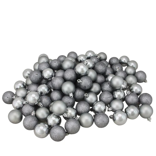 Northlight 96ct Pewter Gray Shatterproof 4-Finish Christmas Ball Ornaments 1.5" (35mm) 1 Northlight 96ct Pewter Gray Shatterproof 4-Finish Christmas Ball Ornaments 1.5" (35mm)