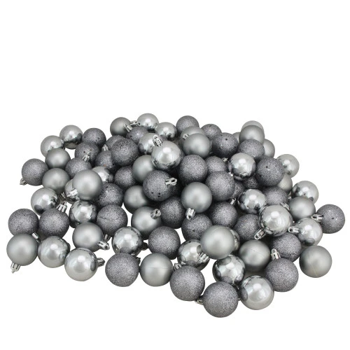 Northlight 96ct Pewter Gray Shatterproof 4-Finish Christmas Ball Ornaments 1.5" (35mm) 2 Northlight 96ct Pewter Gray Shatterproof 4-Finish Christmas Ball Ornaments 1.5" (35mm) - Image 2