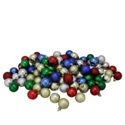 Northlight 96ct Vibrantly Colored Shatterproof 4-Finish Christmas Ball Ornaments 1.5" (40mm)