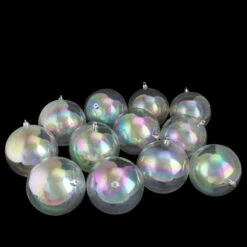Northlight 12ct Clear Iridescent Shatterproof Shiny Christmas Ball Ornaments 4" (100mm) -Chic Christmas Decoration northlight lj35265 3 updated 65612.1665346764