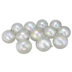 Northlight 12ct Clear Iridescent Shatterproof Shiny Christmas Ball Ornaments 4" (100mm)