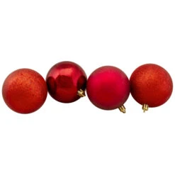 Northlight 32ct Red Shatterproof 4-Finish Christmas Ball Ornaments 3.25" (80mm) -Chic Christmas Decoration northlight lj35270 2updated 98568.1628868905