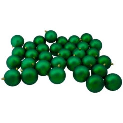 Northlight 32ct Xmas Green Shatterproof Matte Christmas Ball Ornaments 3.25" (80mm)