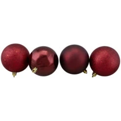 Northlight 32ct Burgundy Shatterproof 4-Finish Christmas Ball Ornaments 3.25" (80mm) -Chic Christmas Decoration northlight lj35277 2updated 76247.1634297526