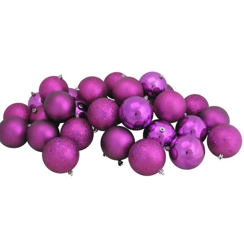 Northlight 32ct Violet Shatterproof 4-Finish Christmas Ball Ornaments 3.25" (80mm) 2 Northlight 32ct Violet Shatterproof 4-Finish Christmas Ball Ornaments 3.25" (80mm) - Image 2