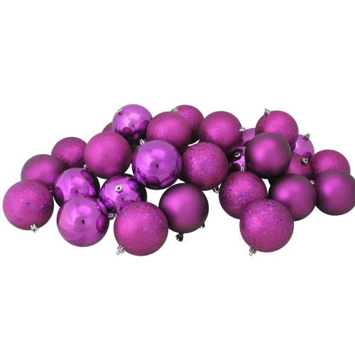 Northlight 32ct Violet Shatterproof 4-Finish Christmas Ball Ornaments 3.25" (80mm) 1 Northlight 32ct Violet Shatterproof 4-Finish Christmas Ball Ornaments 3.25" (80mm)