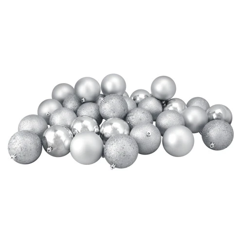Northlight 32ct Silver Shatterproof 4 Finish Christmas Ball Ornaments 3.25" (80mm) 1 Northlight 32ct Silver Shatterproof 4 Finish Christmas Ball Ornaments 3.25" (80mm)