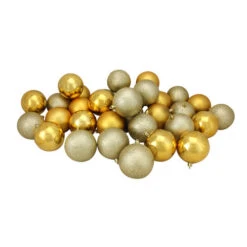 Northlight 32ct Vegas Gold Shatterproof 4-Finish Christmas Ball Ornaments 3.25" (80mm) -Chic Christmas Decoration northlight lj35288updated 83270.1628782436