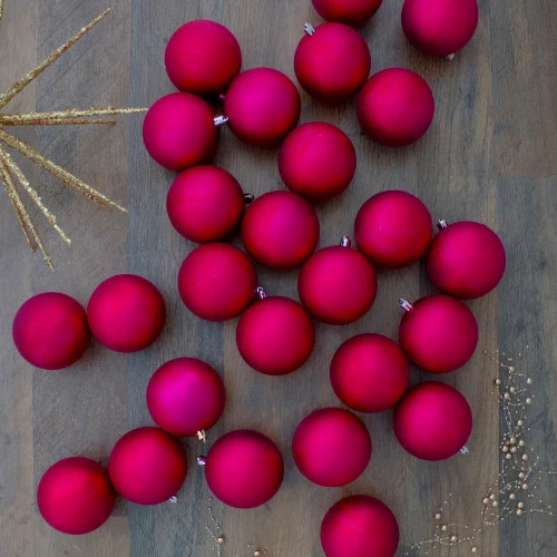 Northlight 32ct Matte Magenta Pink Shatterproof Christmas Ball Ornaments 3.25" (80mm) 2 Northlight 32ct Matte Magenta Pink Shatterproof Christmas Ball Ornaments 3.25" (80mm) - Image 2
