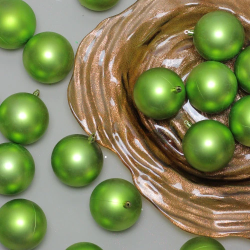 Northlight 32ct Matte Kiwi Green Shatterproof Christmas Ball Ornaments 3.25" (80mm) 2 Northlight 32ct Matte Kiwi Green Shatterproof Christmas Ball Ornaments 3.25" (80mm) - Image 2
