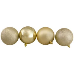 Northlight 32ct Champagne Gold Shatterproof 4-Finish Christmas Ball Ornaments 3.25" (80mm) -Chic Christmas Decoration northlight lj35331 2 34697.1665580316