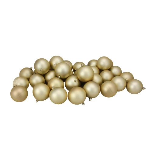 Northlight 32ct Matte Champagne Gold Shatterproof Christmas Ball Ornaments 3.25" (80mm) 1 Northlight 32ct Matte Champagne Gold Shatterproof Christmas Ball Ornaments 3.25" (80mm)