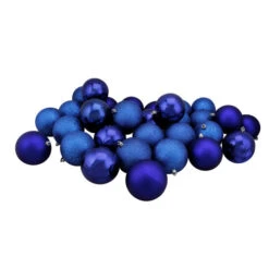 Northlight 32ct Royal Blue Shatterproof 4-Finish Christmas Ball Ornaments 3.25" (80mm)