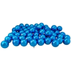 Northlight 60ct Lavish Blue Shatterproof Shiny Christmas Ball Ornaments 2.5" (60mm)