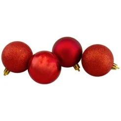 Northlight 60ct Red Shatterproof 4-Finish Christmas Ball Ornaments 2.5" (60mm)
