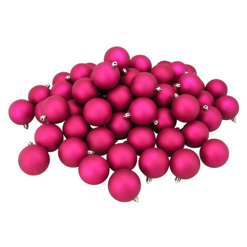 Northlight 32ct Matte Magenta Pink Shatterproof Christmas Ball Ornaments 3.25" (80mm) 1 Northlight 32ct Matte Magenta Pink Shatterproof Christmas Ball Ornaments 3.25" (80mm)