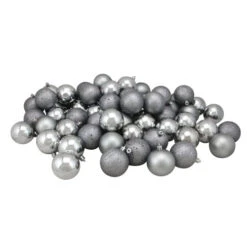Northlight 24ct Pewter Gray Shatterproof 4-Finish Christmas Ball Ornaments 2.5" (60mm)