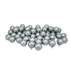 Northlight 60ct Gray Shatterproof Shiny Christmas Ball Ornaments 2.5" (60mm)