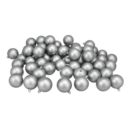 Northlight 60ct Gray Shatterproof Matte Christmas Ball Ornaments 2.5" (60mm) 1 Northlight 60ct Gray Shatterproof Matte Christmas Ball Ornaments 2.5" (60mm)