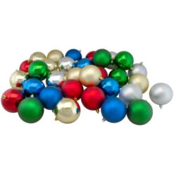 Northlight 60ct Traditional Multi-Colored Shatterproof 2-Finish Christmas Ball Ornaments 2.5" (60mm)