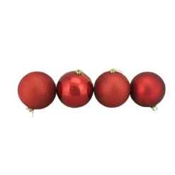 Northlight 4ct Red Shatterproof 4-Finish Christmas Ball Ornaments 6" (150mm)