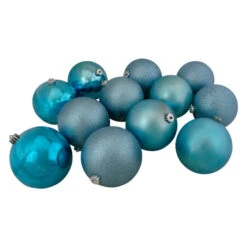 Northlight 12ct Turquoise Blue Shatterproof 4-Finish Christmas Ball Ornaments 6" (150mm) -Chic Christmas Decoration northlight lj36063 3 97001.1665346760