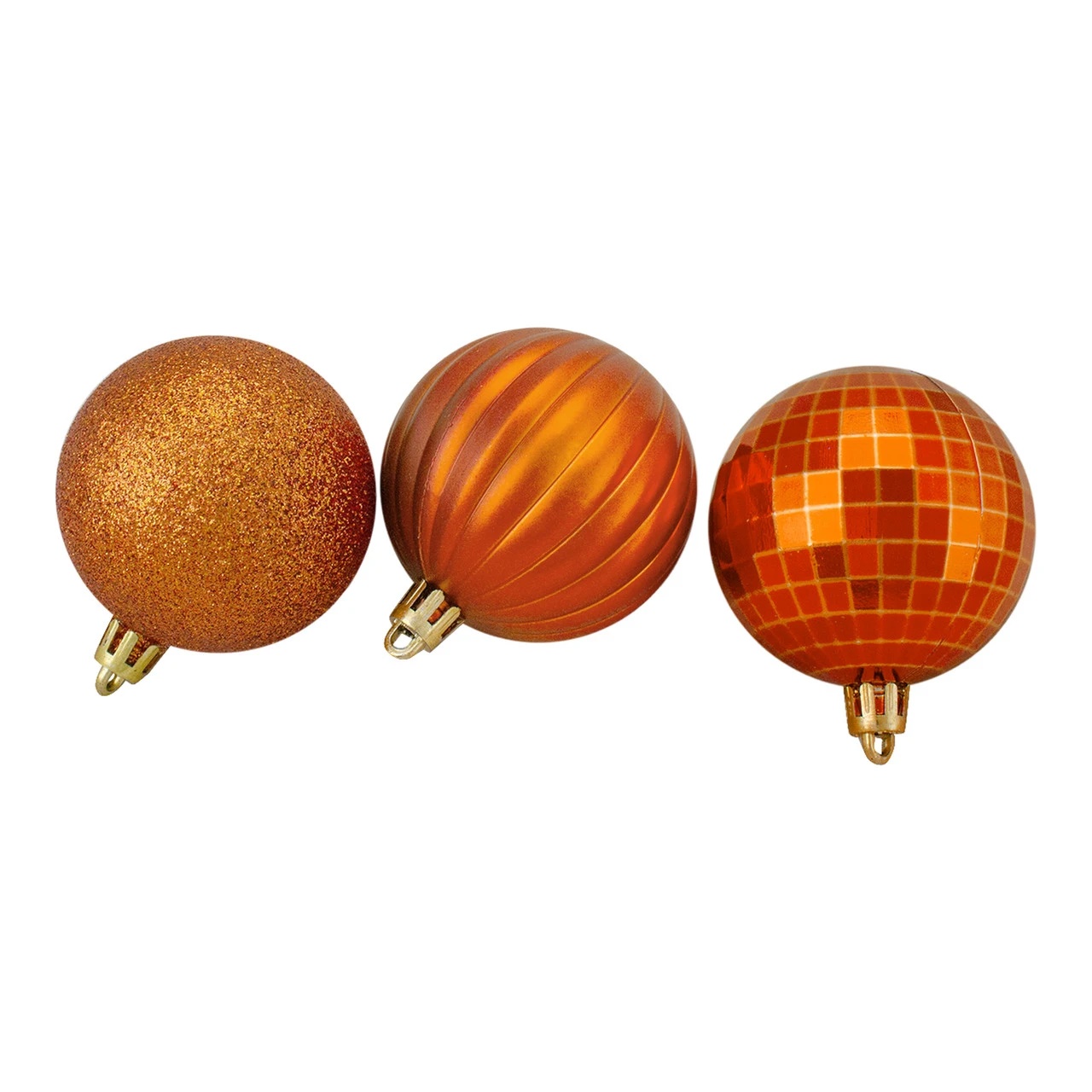 Northlight 100ct Burnt Orange Shatterproof 3-Finish Christmas Ball Ornaments 2.5" (60mm) 1 Northlight 100ct Burnt Orange Shatterproof 3-Finish Christmas Ball Ornaments 2.5" (60mm)