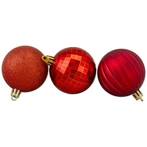 Northlight 100ct Red Shatterproof 3-Finish Christmas Ball Ornaments 2.5" (60mm) 1 Northlight 100ct Red Shatterproof 3-Finish Christmas Ball Ornaments 2.5" (60mm)