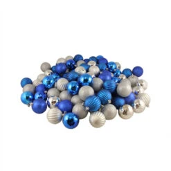Northlight 100ct Silver And Blue Shatterproof 3-Finish Christmas Ball Ornaments 2.5" (60mm) -Chic Christmas Decoration northlight lj36114 3 68821.1600391937