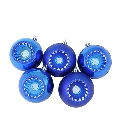 Northlight 5ct Blue Retro Reflector Shatterproof 2-Finish Christmas Ball Ornaments 3.25" (80mm) 2 Northlight 5ct Blue Retro Reflector Shatterproof 2-Finish Christmas Ball Ornaments 3.25" (80mm) - Image 2