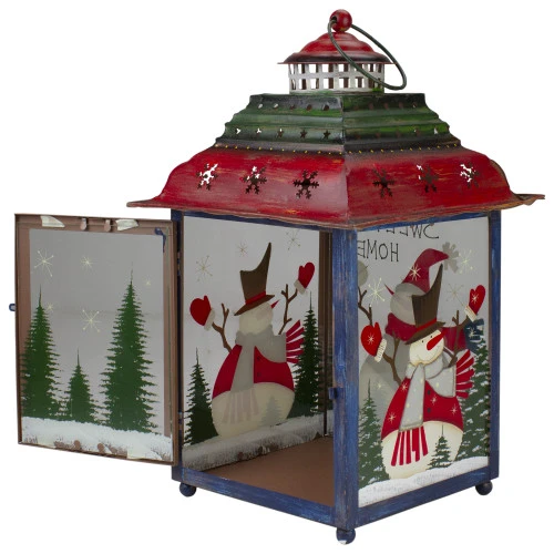 Northlight Red, Green And Blue Snowman Christmas Candle Lantern 15" 3 Northlight Red, Green And Blue Snowman Christmas Candle Lantern 15" - Image 3