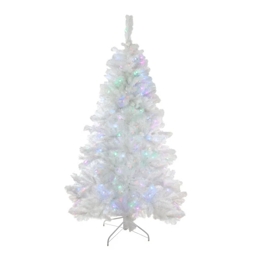 Northlight 6.5' Pre-Lit White Medium Iridescent Pine Artificial Christmas Tree - Multi Function LED Lights 2 Northlight 6.5' Pre-Lit White Medium Iridescent Pine Artificial Christmas Tree - Multi Function LED Lights - Image 2
