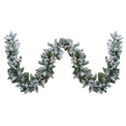 Northlight 9' X 10" Pre-Lit Flocked Pine Artificial Christmas Garland - Multi Color Lights