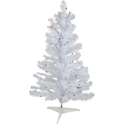 Northlight 3' Pre-lit White Iridescent Pine Artificial Christmas Tree - Multi Lights 1 Northlight 3' Pre-lit White Iridescent Pine Artificial Christmas Tree - Multi Lights