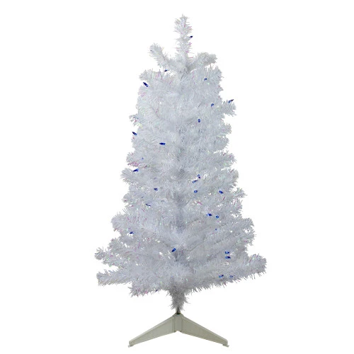 Northlight 3' Pre-Lit White Medium Pine Artificial Christmas Tree - Blue Lights 1 Northlight 3' Pre-Lit White Medium Pine Artificial Christmas Tree - Blue Lights