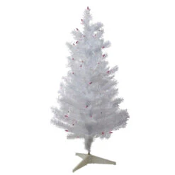 Northlight 3' Pre-Lit White Medium Iridescent Pine Artificial Christmas Tree - Purple Lights