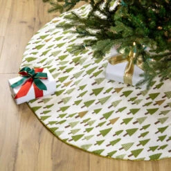 Northlight 48" Cream White And Green Forest Christmas Tree Skirt -Chic Christmas Decoration northlight n02722 styled 30735.1689950126