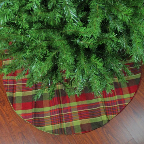 Northlight 48" Red And Green Plaid Rustic Woodland Christmas Tree Skirt With Green Trim 2 Northlight 48" Red And Green Plaid Rustic Woodland Christmas Tree Skirt With Green Trim - Image 2