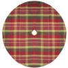 Northlight 48" Red And Green Plaid Rustic Woodland Christmas Tree Skirt With Green Trim