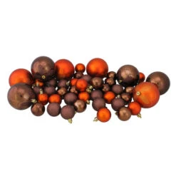 Northlight 125ct Chocolate Brown And Burnt Orange Shatterproof 4-Finish Christmas Ornaments 5.5" (140mm)