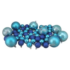 Northlight 125ct Peacock Blue Shatterproof 4-Finish Christmas Ornaments 5.5" (140mm)