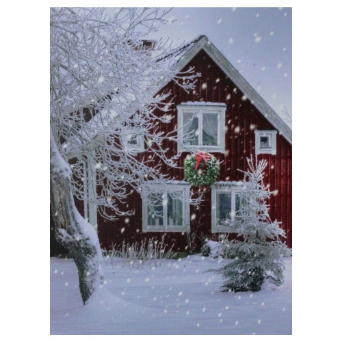 Northlight LED Fiber Optic Lighted Red Snowy Barn House Christmas Wall Art 15.75" X 12" 1 Northlight LED Fiber Optic Lighted Red Snowy Barn House Christmas Wall Art 15.75" X 12"