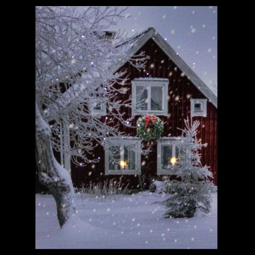 Northlight LED Fiber Optic Lighted Red Snowy Barn House Christmas Wall Art 15.75" X 12" 3 Northlight LED Fiber Optic Lighted Red Snowy Barn House Christmas Wall Art 15.75" X 12" - Image 3