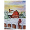 Northlight LED Back Lit Snowy Sunset Barn Scene Christmas Wall Art 15.75" X 12"