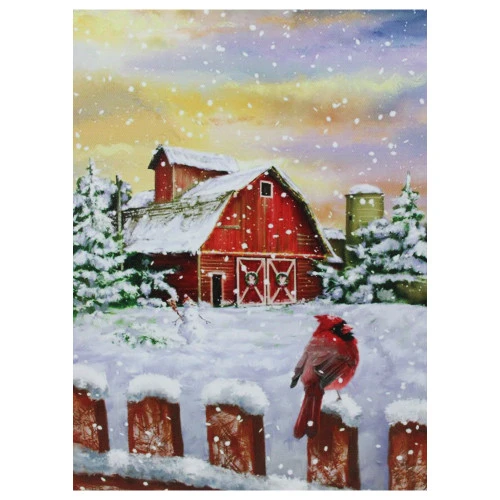 Northlight LED Back Lit Snowy Sunset Barn Scene Christmas Wall Art 15.75" X 12" 1 Northlight LED Back Lit Snowy Sunset Barn Scene Christmas Wall Art 15.75" X 12"