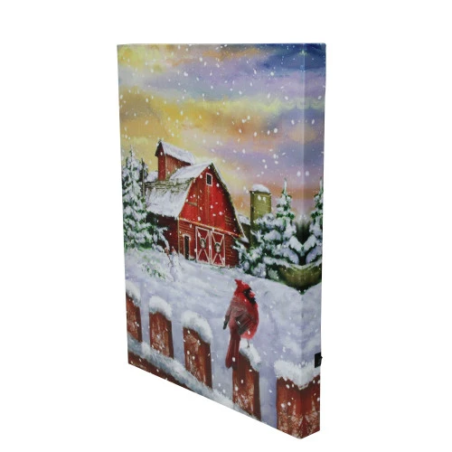 Northlight LED Back Lit Snowy Sunset Barn Scene Christmas Wall Art 15.75" X 12" 2 Northlight LED Back Lit Snowy Sunset Barn Scene Christmas Wall Art 15.75" X 12" - Image 2
